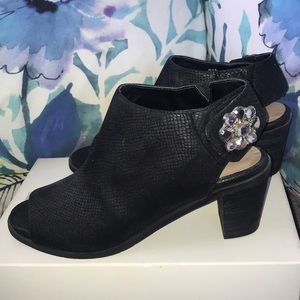 Black peep toe heels